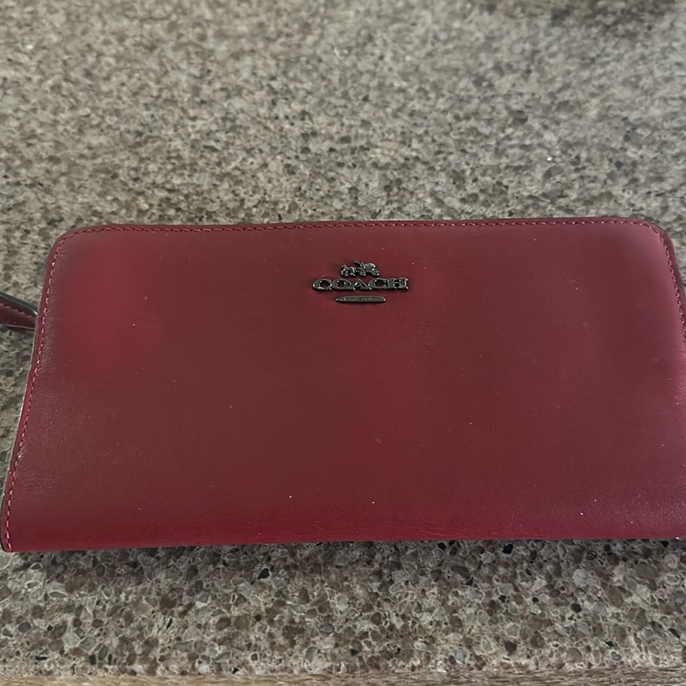 Coach leather zip around wallet